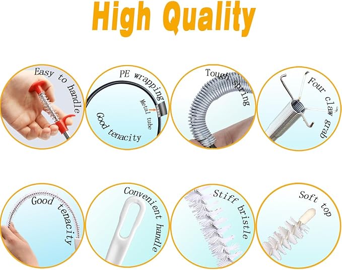 36inch Drain Snake Hair Clog Remover-Drain Auger Hair Catcher & Cleaning Brush-Sink Drain Cleaner Tool for Kitchen,Bathroom,Sewer,Bathtubs,Sunroof and Dryer Vent (36inch)