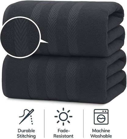 RIVERSIDE Pack of 2 Extra Large Bath Sheets 35 x 70 Inches - 100% Ring Spun Cotton Hotel Quality Oversized Bath Towels - Super Soft, Highly Absorbent & Quicker to Dry - Charcoal