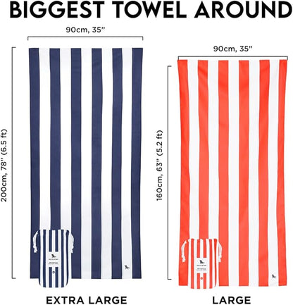 Dock & Bay Beach Towel - Quick Dry, Sand Free - Compact, Lightweight - 100% Recycled - Includes Bag - Cabana - Set H (4), Extra Large (200x90cm, 78x35)