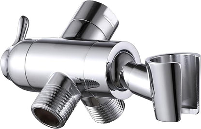 Shower Arm Diverter with Handshower Mount, G1/2 Brass Shower Diverter Valve Bathroom Universal Shower System Replacement for Handheld Shower and Fixed Shower Head(Polished Chrome)