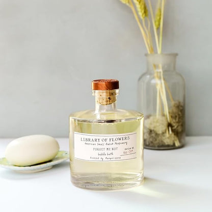 Library of Flowers Forget Me Not Bubble Bath, 17 fl. oz., Osmanthus, Rice Powder & White Orchid, Skin Hydrating & Deep Moisturizing, Avocado Oil & Green Tea, Relaxing Scented Bubbling Bath Soap