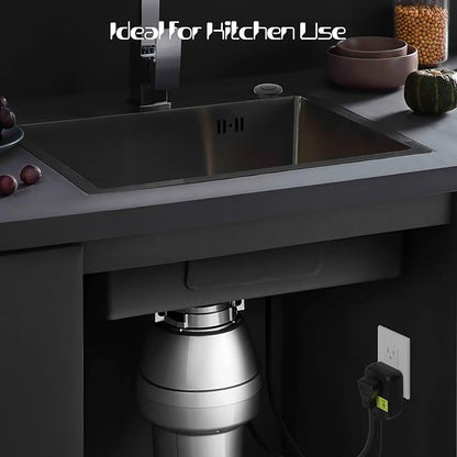 Garbage Disposal Air Switch Kit Sink Top Waste Disposal Long Stainless Steel Black On/Off Air Button Food and Waste Disposals Part by Etoolcity, UL Listed