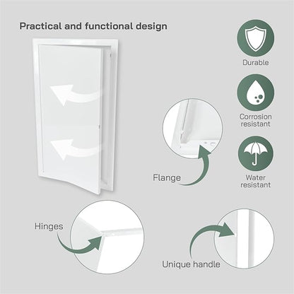 Vent Systems 10'' x 20'' Inch White Metal Access Panel - Easy Access Doors - Access Panel for Drywall, Wall, Electrical and Plumbing Service Door
