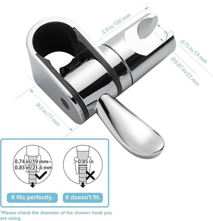 OFFO ADA Handshower Shower Grab Bar Head Holder, Universal Fit 1.25''(32mm) Hand Held Shower Bracket for Handicap Grab Bar, Detachable Bathroom Replacement, 360 Degree Rotation Sprayer Holder, Chrome