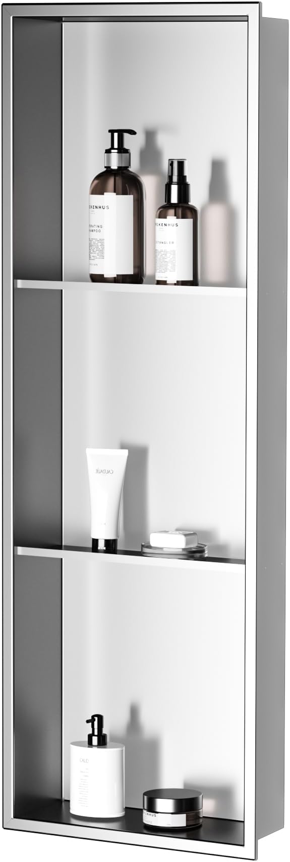 Neodrain12X36 Inch Shower Niche, Brushed 3-Tier Stainless Niches No Tile Needed Bathroom Wall Niche for Shower Storage Waterprooof, Recessed in Wall