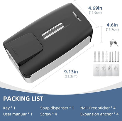 Soap Dispenser Wall Mount 28oz Commercial Hand Soap Dispenser for Bathroom Liquid Gel Hand Sanitizer Dispenser No Drilling Black