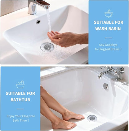 TRAPMATE Bathtub Stopper Drain Strainer Kit, 2.8" Easy Clean Tub Shower Drain Hair Catcher, Anti-Clog Stainless Steel Sink Cover, Bathtub Drain Protector Fit Wash Basin & Tub (Patented Product)
