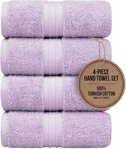 Hand Towels Set of 4-100% Cotton & Luxury, Large (16"x 28") Decorative, Soft, Cozy and Absorbent - Versatile, Perfect as Hand Towels Set for Bathroom, Bathroom Face Towel - Lilac