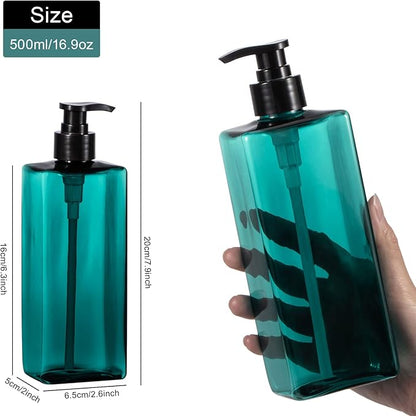 Shampoo and Conditioner Bottles Yebeauty 3pcs 17oz 500ML Shower Pump Bottles Lotion Soap Dispenser Liquid Container Plastic Soap Dispenser for Shampoo Kitchen,Bathroom Body Wash, Sea Green