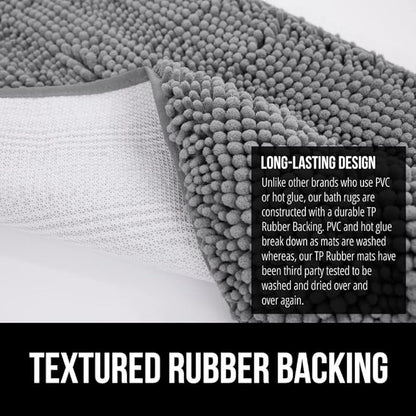 GORILLA GRIP Bathroom Rug Sets, Soft Chenille 2 Piece Area Rugs Set, Toilet Base Mat and 30x20 Carpet, Absorbent Microfiber Washable Mats Dry Quickly, Home Décor and Bath Room Accessories, Grey