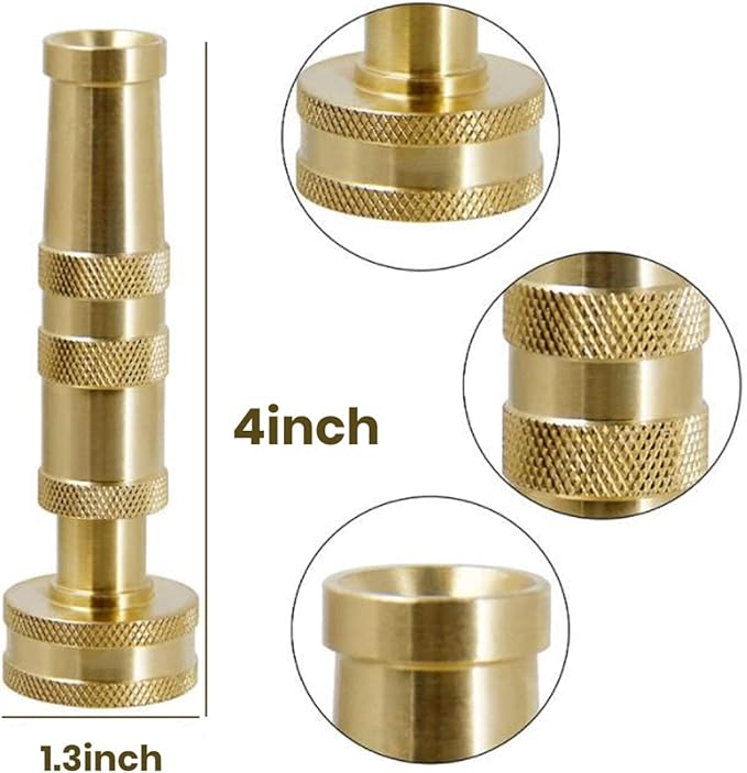 Garden Hose Nozzle, High Pressure Water Hose Nozzle Sprayer Head,fits 3/4” Garden Hose Thread,for Lawn & Garden,Washing Cars,Watering Garden,Cleaning,Showering Dogs&Pets（Brass）