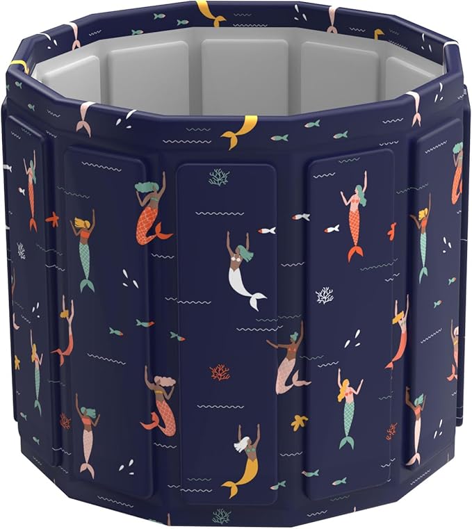 Portable Bath Tub for Adult, Foldable Soaking Bathtub for Hot SPA&Ice Bath, Foldable Small Bathtub Collapsible Tub for Bathing, Quick Setup No Installation, Space-Saving Storage (25.9X27.5IN,BlueFish)