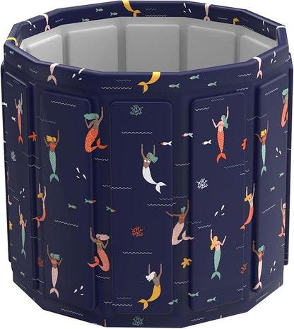 Portable Bath Tub for Adult, Foldable Soaking Bathtub for Hot SPA&Ice Bath, Foldable Small Bathtub Collapsible Tub for Bathing, Quick Setup No Installation (25.9X31.5 IN, Blue Fish)