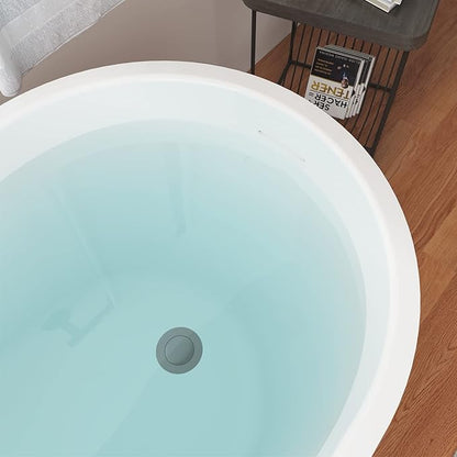 59" Acrylic Freestanding Bathtub, Elegant Skirted Free Standing Tub, Soaking Tub with Integrated Slotted Overflow, Toe-Tap Chrome Drain, cUPC Certified, Glossy White