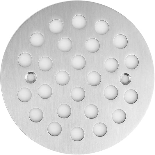 4-1/4 Inch Screw-in Round Floor Drain Cover Replacement Shower Drainer Grates (Brushed Nickel)