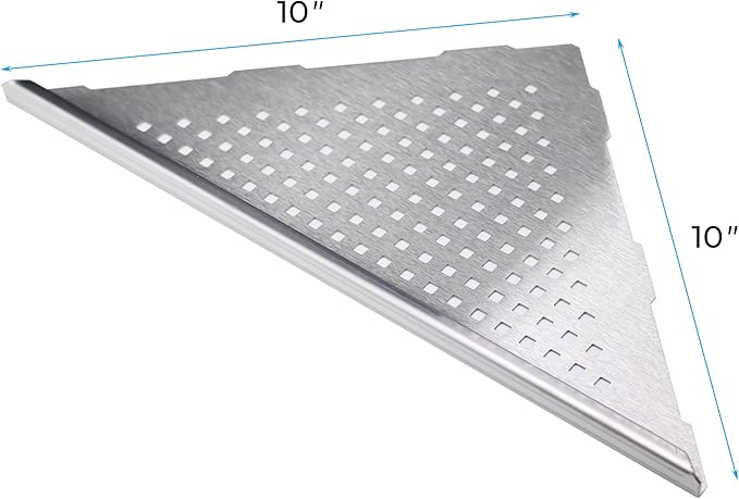 FerdY 2-Pack 10" Brushed Nickel Recessed Corner Shower Shelf, for Tiled Bathroom Walls, 304 Stainless Steel Floating Shower Shelf, Shower Caddy Storage Shelves, No Drilling Required, Point Triangle