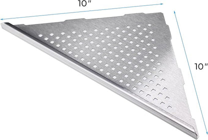 FerdY 2-Pack 10" Brushed Nickel Recessed Corner Shower Shelf, for Tiled Bathroom Walls, 304 Stainless Steel Floating Shower Shelf, Shower Caddy Storage Shelves, No Drilling Required, Point Triangle