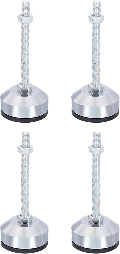 PATIKIL Furniture Leveling Feet 2" Dia Base M8 Thread, 4 Pcs Carbon Steel Adjustable Threaded Furniture Leveler Screw on Leg Leveler with Pads for Desk Chair Cabinet, Black