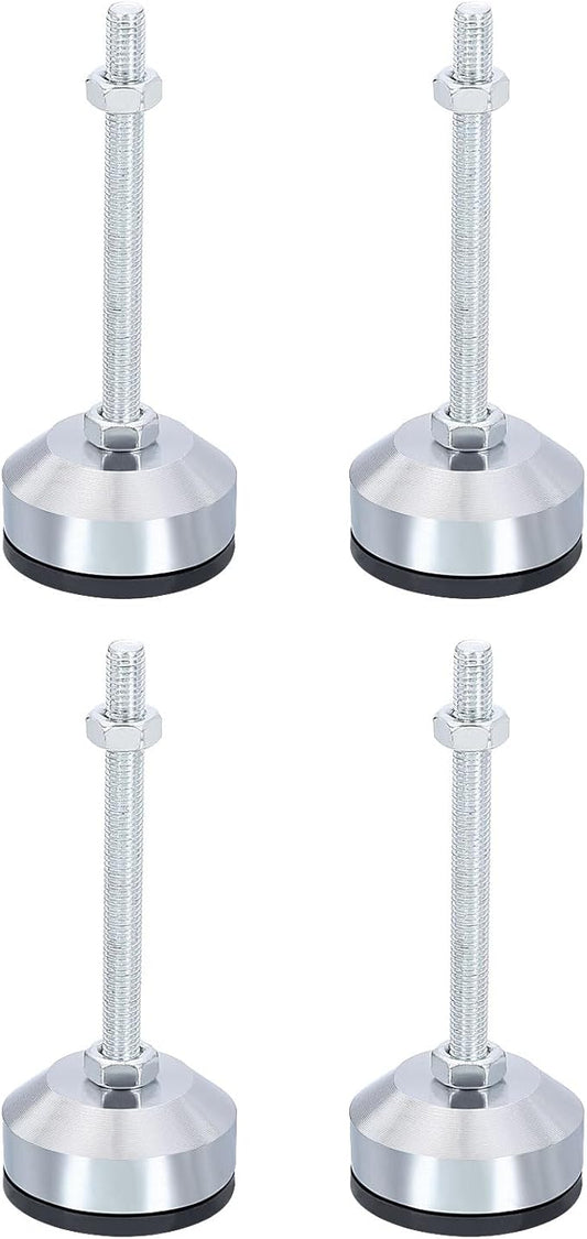 PATIKIL Furniture Leveling Feet 2" Dia Base M8 Thread, 4 Pcs Carbon Steel Adjustable Threaded Furniture Leveler Screw on Leg Leveler with Pads for Desk Chair Cabinet, Black