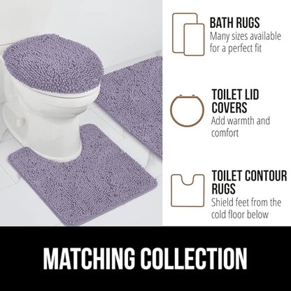 GORILLA GRIP Bath Rug Mat 30x20, Soft Absorbent Chenille, Quick Dry Microfiber Mats, Rubber Backing Washable Shower Floor Rugs, Bathmat Runner, US Designed Bathroom Decor Accessories Light Purple