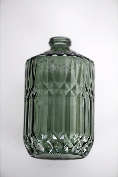 18oz Green Glass Soap Dispenser, Refillable Kitchen, Bathroom Thick Glass Soap Dispenser with Black Rustproof Pump for Dishwashing Liquid, Hand Soap, Lotion, Body Wash (Green-Black Pump)