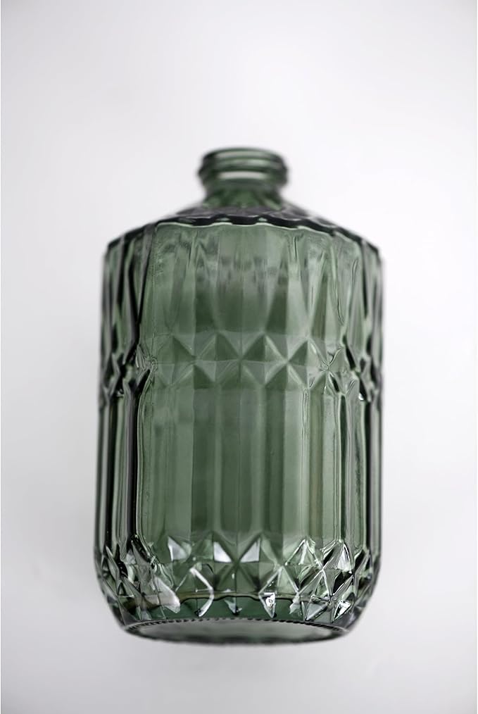 18oz Green Glass Soap Dispenser, Refillable Kitchen, Bathroom Thick Glass Soap Dispenser with Golden Rustproof Pump for Dishwashing Liquid, Hand Soap, Lotion, Body Wash (Green-Golden Pump)