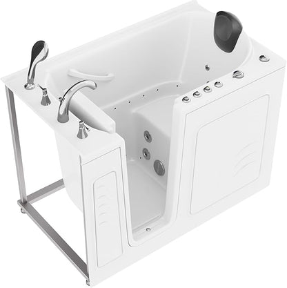 ANZZI Walk-In Whirlpool & Air Bathtub Acrylic White 52.375x29.875 In Left Drain Fast Fill, Powered Drain, 39 Jets, Chromatherapy, Aromatherapy, ADA Compliant Seat, Grab Bar | AMZ3053LWD