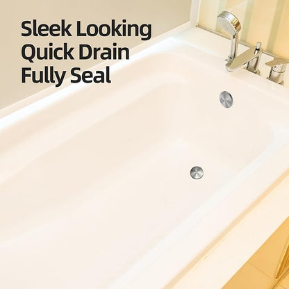Brushed Nickel Tub Drain Kit with Hair Catcher, Premium Brass Mushroom Tip-Toe Bathroom Tub Drain Replacement and 2-Hole Overflow Faceplate, 11.5/16 UNC Bathtub Drain Stopper Assembly