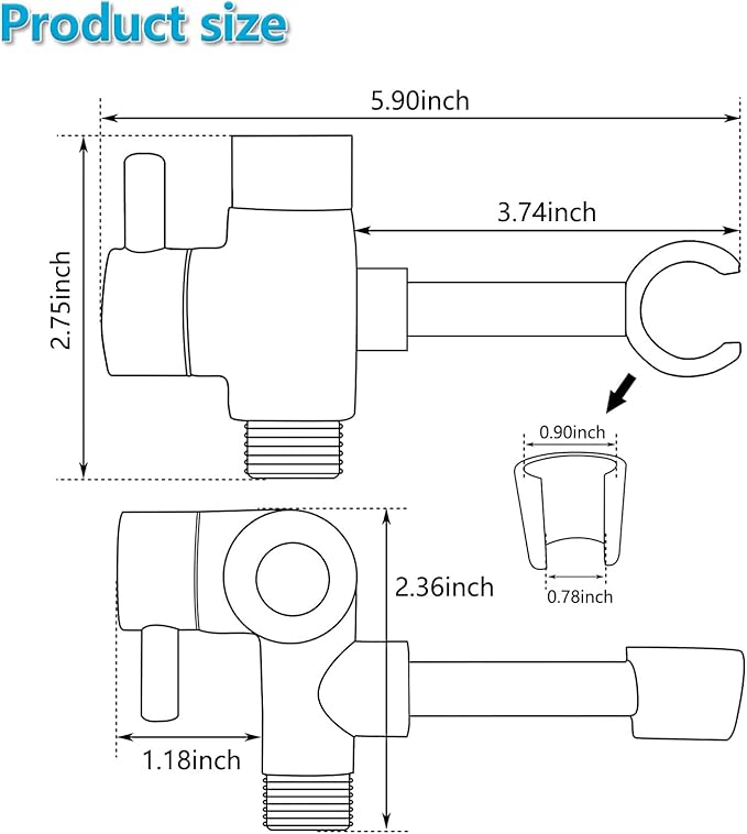 PDPBath Solid Brass Shower Arm 3 Way Shower Diverter Valve for Hand Held Showerhead and Fixed Spray Head, G1/2 Universal Connection - Oil Rubbed Bronze