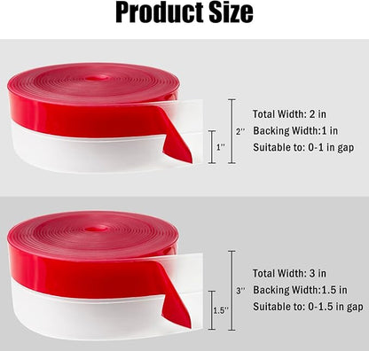 Wide Silicone Weather Stripping, 3 inch (W) x 20 Ft (L) Door Draft Stopper, Silicone Seal Strip for Doors Windows and Shower Glass Gap, Clear