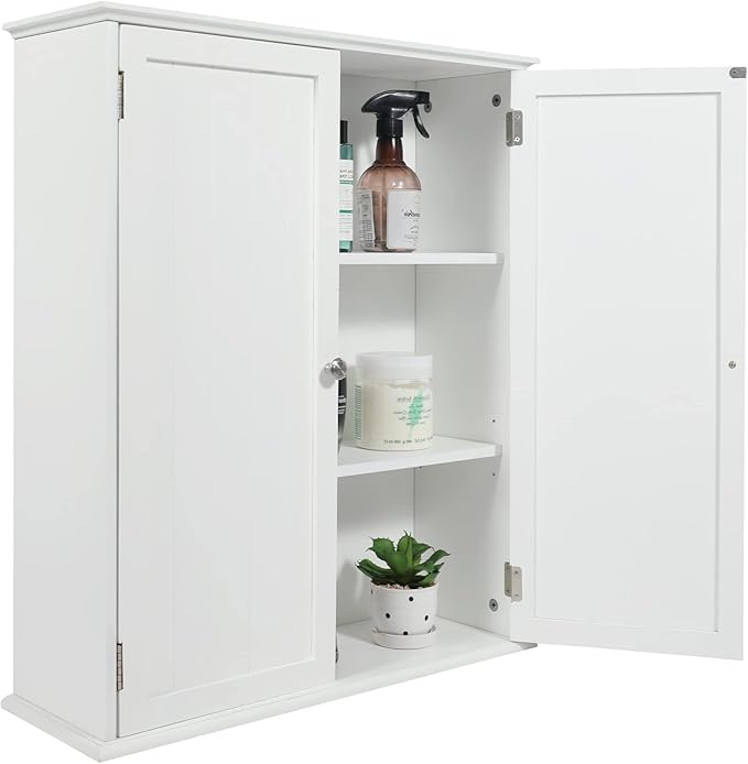Wall Mount Bathroom Storage Cabinet, White Bathroom Cabinet with Doors and Adjustable Shelves, Wall Cabinet for Bathroom Above Toilet, Medicine Cabinet Wall Mounted, Wood