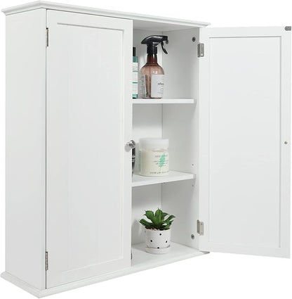 Wall Mount Bathroom Storage Cabinet, White Bathroom Cabinet with Doors and Adjustable Shelves, Wall Cabinet for Bathroom Above Toilet, Medicine Cabinet Wall Mounted, Wood