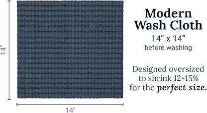 GILDEN TREE Waffle Bath Towels Wash Cloths for Showering, Exfoliating Washcloth Quick Dry Towel, Face Towels for Washing Face Cotton Washcloths Set of 4, Modern Style (Midnight Blue)