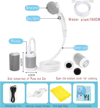 Iron Hammer Portable Shower Electric Shower Camping Shower Built-in 5000mAh Large Capacity Rechargeable Battery-Powered Shower for Indoor or Outdoor Showering Car Washing Pet Bathing