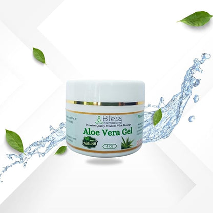 Bless International-Organic-Aloe-Vera-Gel 96%-Pure-Freshly-Made-Within-12-Hours-Of-Harvest Perfect-For-Face-Body-Scalp-&-Hair-Hydration Soothing-Moisturizer-For-Sunburn-And-After-Sun-Care-4-oz