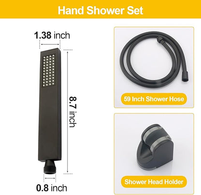 Matte Black High Pressure Handheld Shower Head with Extra Long Hose and Adjustable Shower Holder – Stainless Steel Hand Held Shower Wand for Bathroom, RV, Pet Bathing & Dog Washing