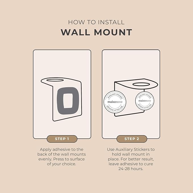 MaisoNovo Adhesive Soap & Shampoo Holder Set of 2 - Silver | Wall Mounted Dispenser Holder