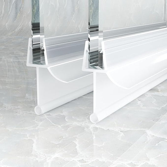 Frameless Shower Door Bottom Seal, 2 Pcs Shower Door Sweep, Shower Door Seal Strip for 5/16" Glass, Stop Shower Leaks and Create a Water Barrier 31.5" Long Sweep