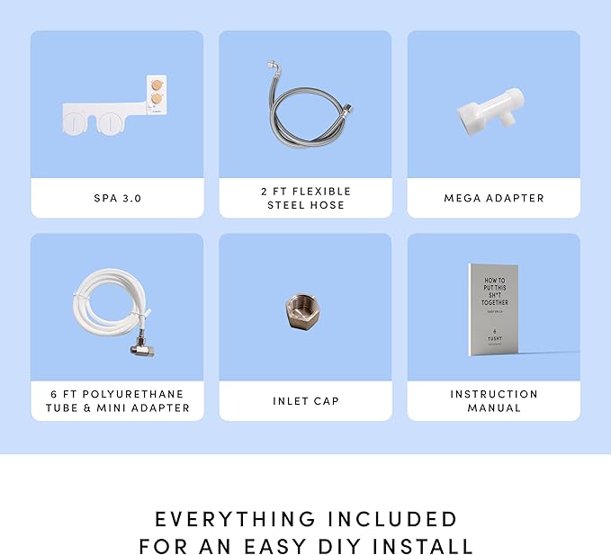 TUSHY Spa Self-Cleaning Warm Water Toilet Bidet Attachment. Adjustable Nozzle, Angle & Pressure Control. Easy DIY Home Install, Requires Sink Access for Optional Warm Water Control. (Biscuit/Platinum)