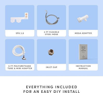TUSHY 3.0 Spa Bidet Attachment. Cool to Warm Water. It's Time to Replace Toilet Paper, Fresh Water Spray (Requires Sink Access for Optional Temperature Control), Bamboo