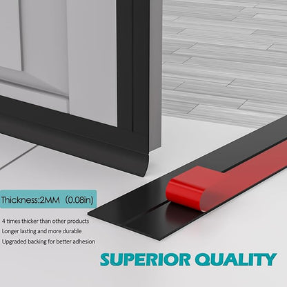 Heavy-Duty 36 ft x 1 in Weather Stripping, Extra Thick 2mm Door Draft Stopper Silicone Seal Strip for House and Glass Shower Doors for Collision and Side Gaps of Door and Windows, Black