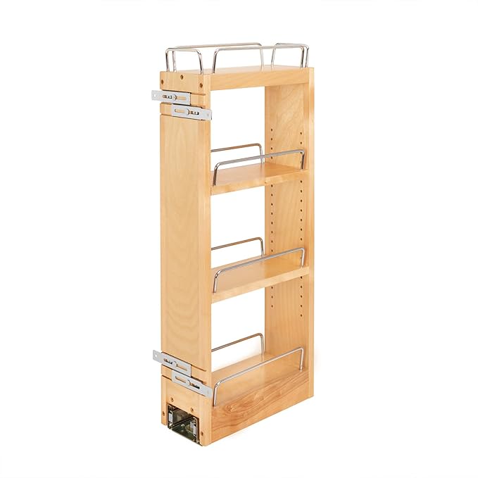 Rev-A-Shelf 5" Pullout Kitchen Cabinet Storage Organizer w/Soft-Close, Wood Construction with Extra Durability, 448-BBSCWC-5C