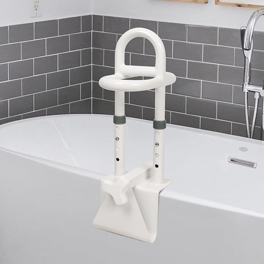 Adjustable Bathtub Safety Rail, Shower Grab Bars Handle with Non-Slip Handle for Seniors, Elderly, and Disabled, Fits 3"–6.7" Tub Walls, Supports 300 lbs, Bathroom Safety Bars
