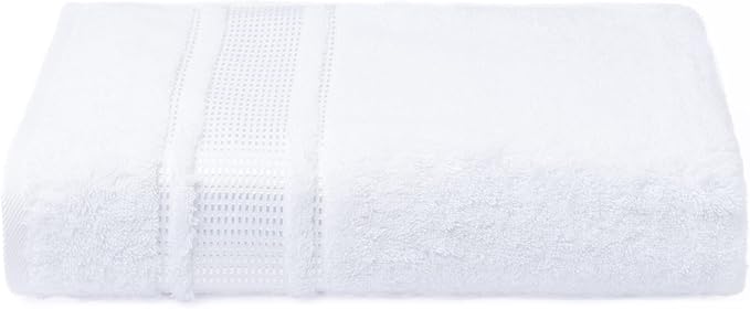 Melissa Linen, Bath Sheet, 100% Turkish Cotton Towel for Bathroom, Absorbent, Quick Dry, Durable and Soft Shower Towel, 35 in x 60 in Large, Spa and Hotel Quality, Bright White