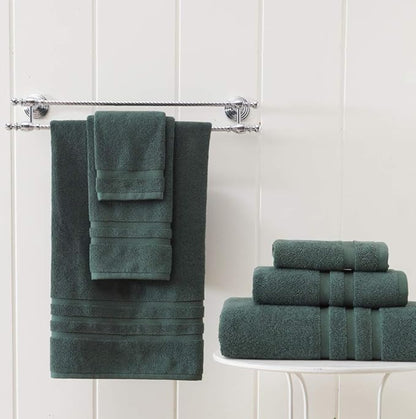 Luxury Hotel & Spa, Turkish Cotton Dark Green Towels Bathroom Sets | 6 Pieces Dark Green Bath Towels Soft and Absorbent Green Towel Set for Your Bathroom