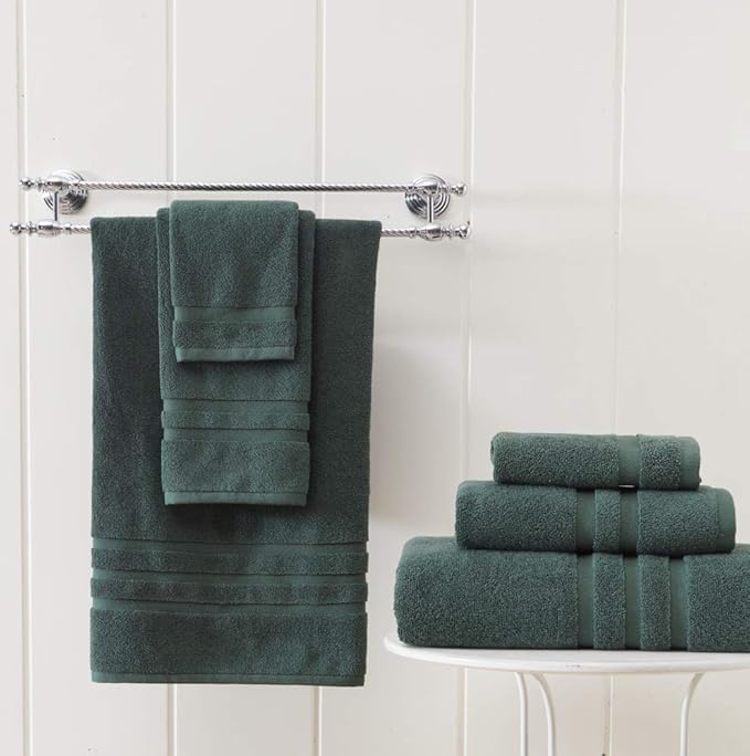 Veteran Textile LLC, Luxury Hotel & Spa, Turkish Cotton Dark Green Towels Bathroom Sets | 6 Pieces Fairfield Green Bath Towels | Soft and Absorbent Green Towel Set for Your Bathroom