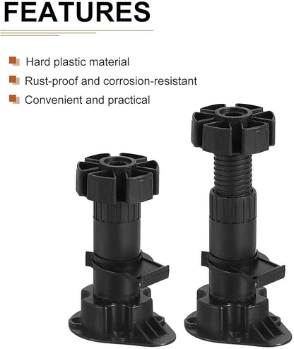 100x46mm(LxW) Adjustable Leveling Feet - 4Pack- Good for Furniture - Leveler Support Frame Replacement Legs - Black