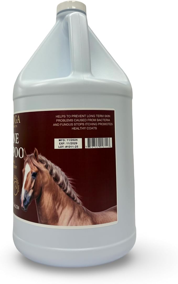 2% Iodine Shampoo for Horses & Dogs – Non-Staining Antiseptic Wash for Skin Irritation, Scratches, Fungus & Rain Rot – Cleans & Shines Coat – 1 Gallon – Saratoga Veterinary Products