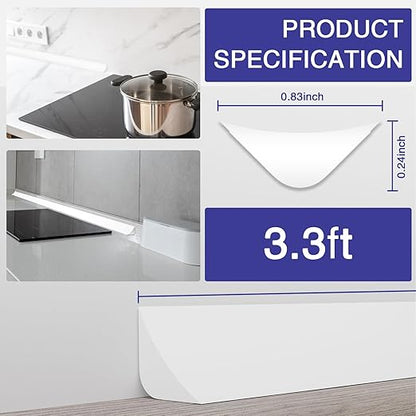 Flexible Molding Trim, Flexible Bendable Adhesive Caulking Strip, Molded Trim, Peel and Stick Home Decorative Edge for Bathroom, Kitchen, Floor, Wall (White, 0.83in x 0.24in x 3.3ft)