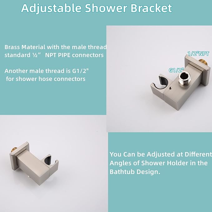 Bathroom Rainfall Shower System Wall Mount 8 Inch Shower Head With Handled Spray 6 Pcs jets Temperature Display Shower Faucet Set (Brushed Nickel)